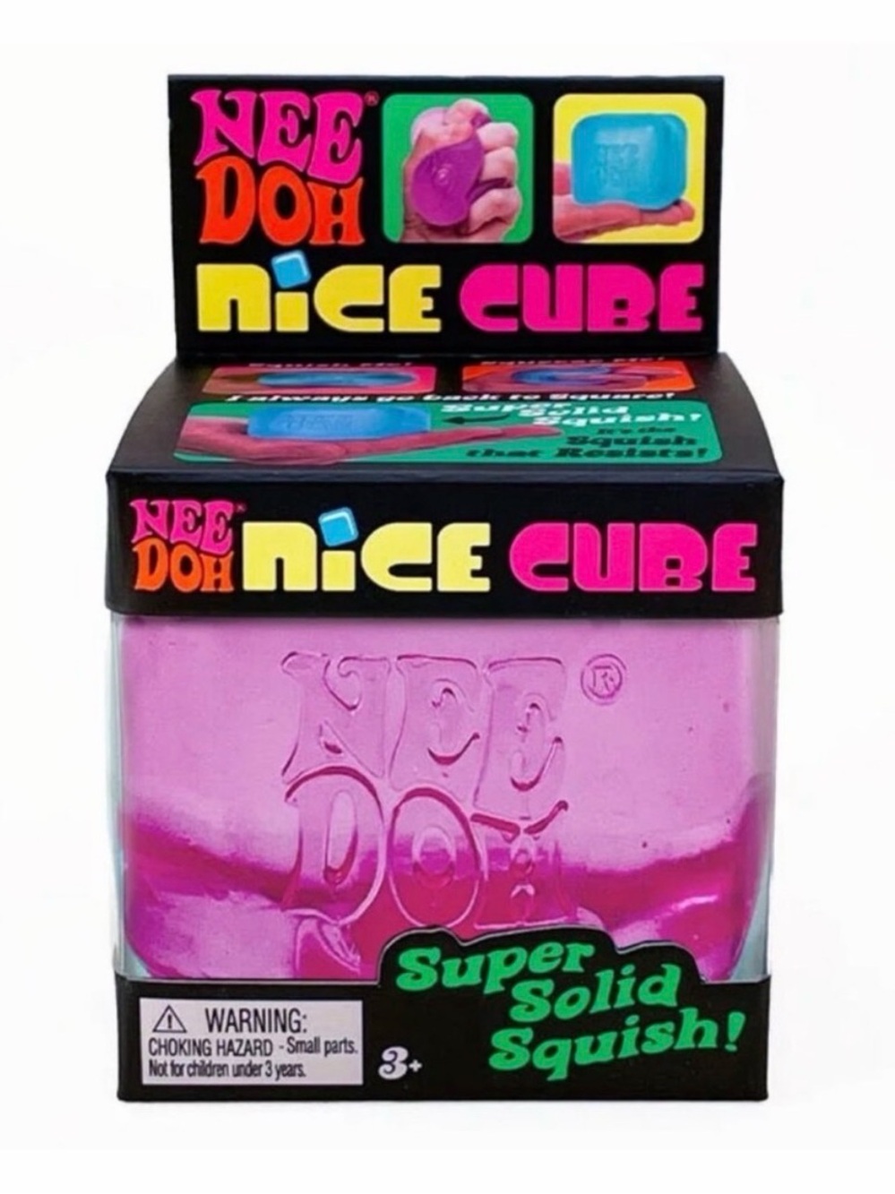 NeeDoh Nice Cube Super Solid Premium Sensory Stress Relief Squish Toy, Pink, NIB
